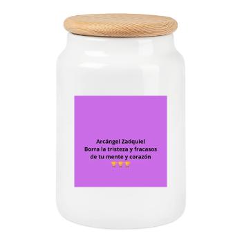 Archangel Zadkiel: Healthy Mind and Heart - Cookie Jar with Wooden Lid - white - Front
