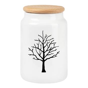 Tree - Cookie Jar with Wooden Lid - white - Front