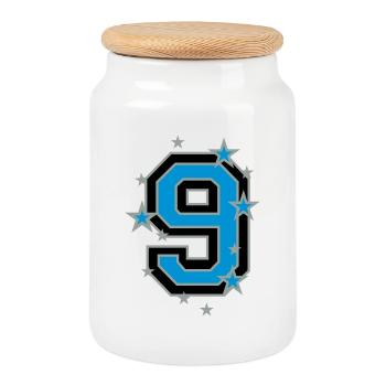 Le numéro 9 - Boîte à biscuits avec couvercle en bois - blanc - Devant