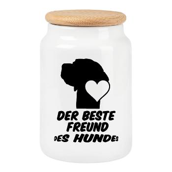 Bester Freund des Hundes, Hund, Tier, Geschenk - Keksdose mit Holzdeckel - Weiß - Vorne