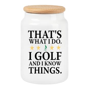 J’ai do Golf - Boîte à biscuits avec couvercle en bois - blanc - Devant