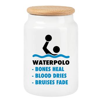 water polo - Cookie Jar with Wooden Lid - white - Front