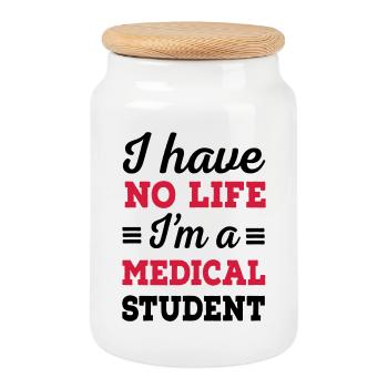 6061912 127058735 étudiant en médecine - Boîte à biscuits avec couvercle en bois - blanc - Devant