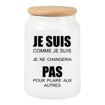je suis comme je suis je ne changerai pas - Boîte à biscuits avec couvercle en bois - blanc - Devant