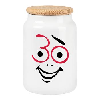 Juhu 30 years! - Cookie Jar with Wooden Lid - white - Front