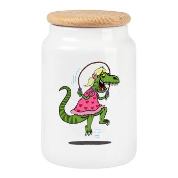 Die List des Tyrannosaurus Rex - Keksdose mit Holzdeckel - Weiß - Vorne