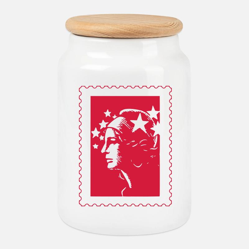 Already stamped (e) - Cookie Jar with Wooden Lid - white