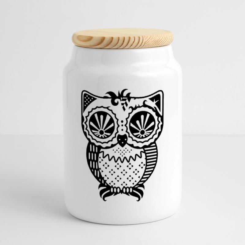Patchwork Eule Keksdose mit Holzdeckel