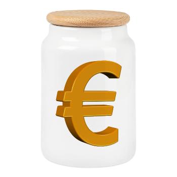 Abstraktes Goldenes Euro Design - Keksdose mit Holzdeckel - Weiß - Vorne