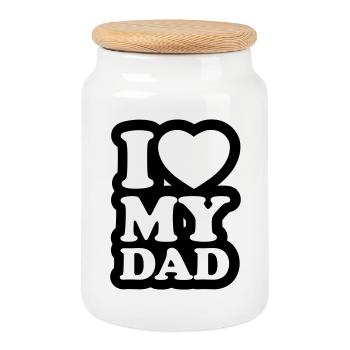 I love my dad - Cookie Jar with Wooden Lid - white - Front