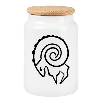 Aries - Cookie Jar with Wooden Lid - white - Front