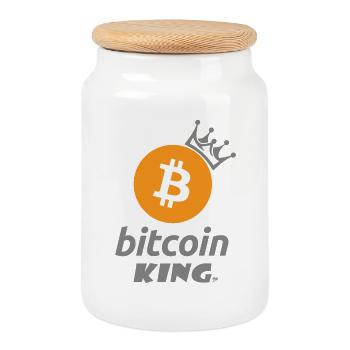Bitcoin King Crown Logo Tee - Boîte à biscuits avec couvercle en bois - blanc - Devant
