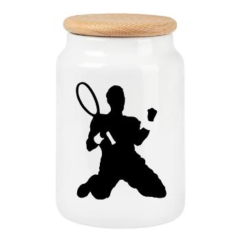 tennis - Boîte à biscuits avec couvercle en bois - blanc - Devant