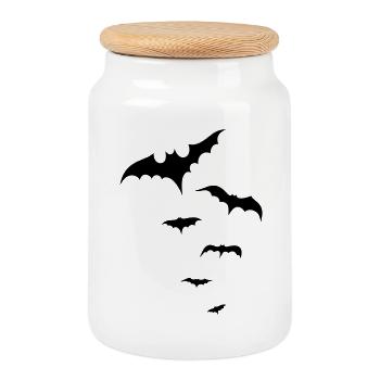 Halloween Fledermäuse, bats - Cookie Jar with Wooden Lid - white - Front