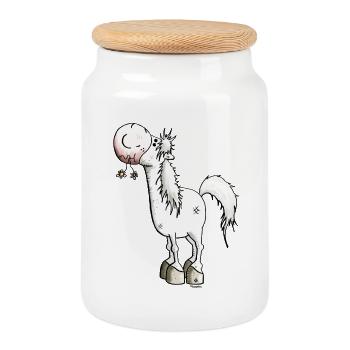 Cheval De Rêve - Chevaux - Poney - Boîte à biscuits avec couvercle en bois - blanc - Devant
