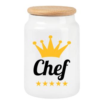Chef - Boîte à biscuits avec couvercle en bois - blanc - Devant