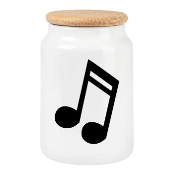 Musical note music, musician, instrument, singing * - Cookie Jar with Wooden Lid - white - Front