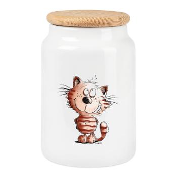 Ich doch nicht Katze I Katzenmotiv Comic Geschenk - Keksdose mit Holzdeckel - Weiß - Vorne