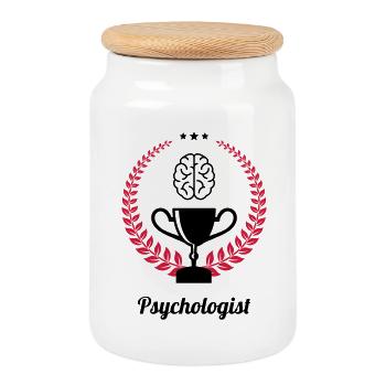 Psychologist Psychologe Psychologue Psychology - Cookie Jar with Wooden Lid - white - Front