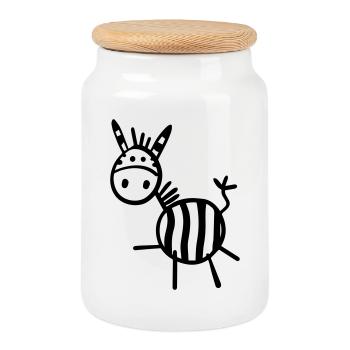 Zèbre - Animal - Animaux - Boîte à biscuits avec couvercle en bois - blanc - Devant