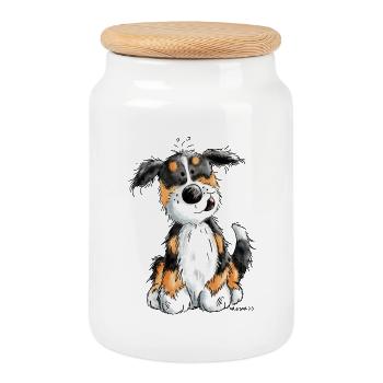 Kleiner Berner Sennenhund - Cartoon - Geschenk - Keksdose mit Holzdeckel - Weiß - Vorne