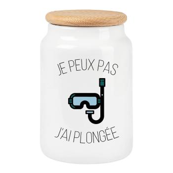 Ich kann nicht, dass ich getaucht bin - Keksdose mit Holzdeckel - Weiß - Vorne
