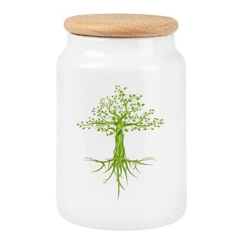 bäume baum natur nature symbol forest Wald Logo - Keksdose mit Holzdeckel - Weiß - Vorne