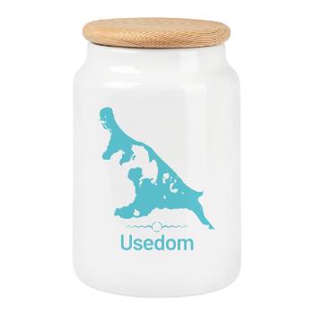 Usedom | Carte de conception - Boîte à biscuits avec couvercle en bois - blanc - Devant