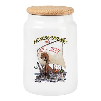 NORMANDIE COPYRIGHT LOUIS RUNEMBERG - Boîte à biscuits avec couvercle en bois - blanc - Devant