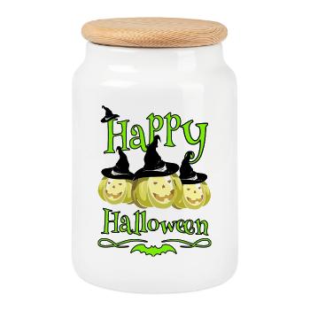 Halloween - Keksdose mit Holzdeckel - Weiß - Vorne
