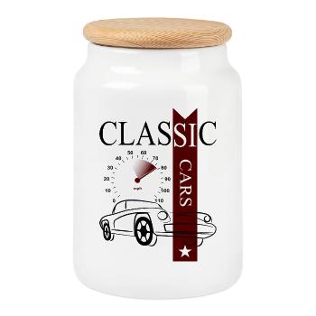 Automobile Classic Cars - Keksdose mit Holzdeckel - Weiß - Vorne