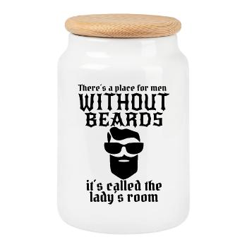 Homme à barbe - Boîte à biscuits avec couvercle en bois - blanc - Devant
