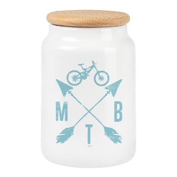 MTB Crest Bike Arrows Monogram - Cookie Jar with Wooden Lid - white - Front