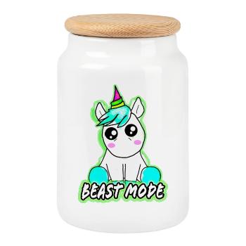 Beast mode - Keksdose mit Holzdeckel - Weiß - Vorne