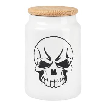 SKULL COMIC STYLE - Cookie Jar with Wooden Lid - white - Front