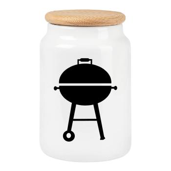 BBQ Barbeque - Keksdose mit Holzdeckel - Weiß - Vorne