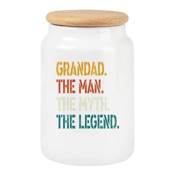 Grand-père L’homme Le mythe La légende T-shirt - Boîte à biscuits avec couvercle en bois - blanc - Devant