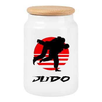JUDO - Boîte à biscuits avec couvercle en bois - blanc - Devant