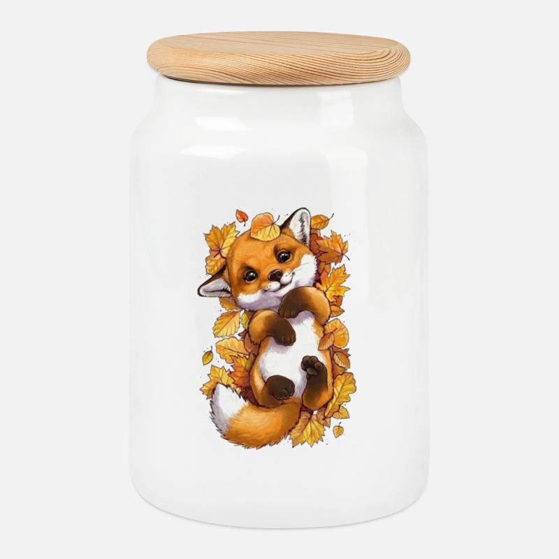 Cute baby fox - Keksdose mit Holzdeckel - Weiß