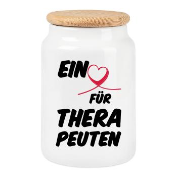 Herz für Therapeuten Geschenk - Keksdose mit Holzdeckel - Weiß - Vorne