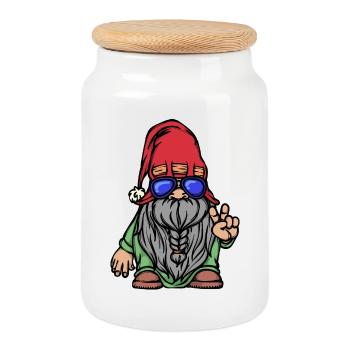 Barbe Barbe Complète Poils Du Visage Barbe Coiffure - Boîte à biscuits avec couvercle en bois - blanc - Devant