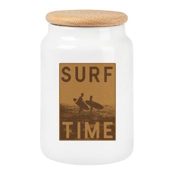 Surftime Vintage Poster - Cookie Jar with Wooden Lid - white - Front