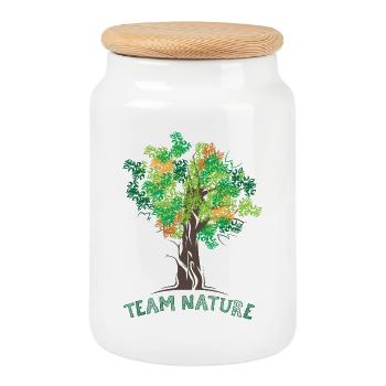 team nature nature tree trees forest colors autumn - Cookie Jar with Wooden Lid - white - Front