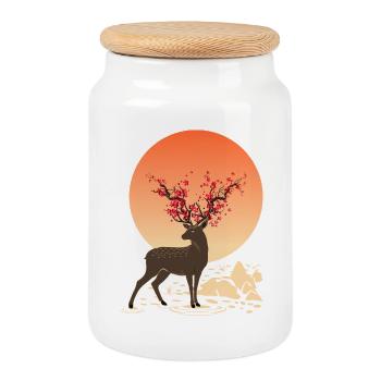 | de cerf Protéger les cerfs Sika - Boîte à biscuits avec couvercle en bois - blanc - Devant