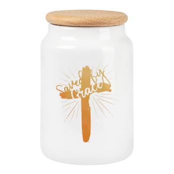 Saved by Grace - Keksdose mit Holzdeckel - Weiß - Vorne