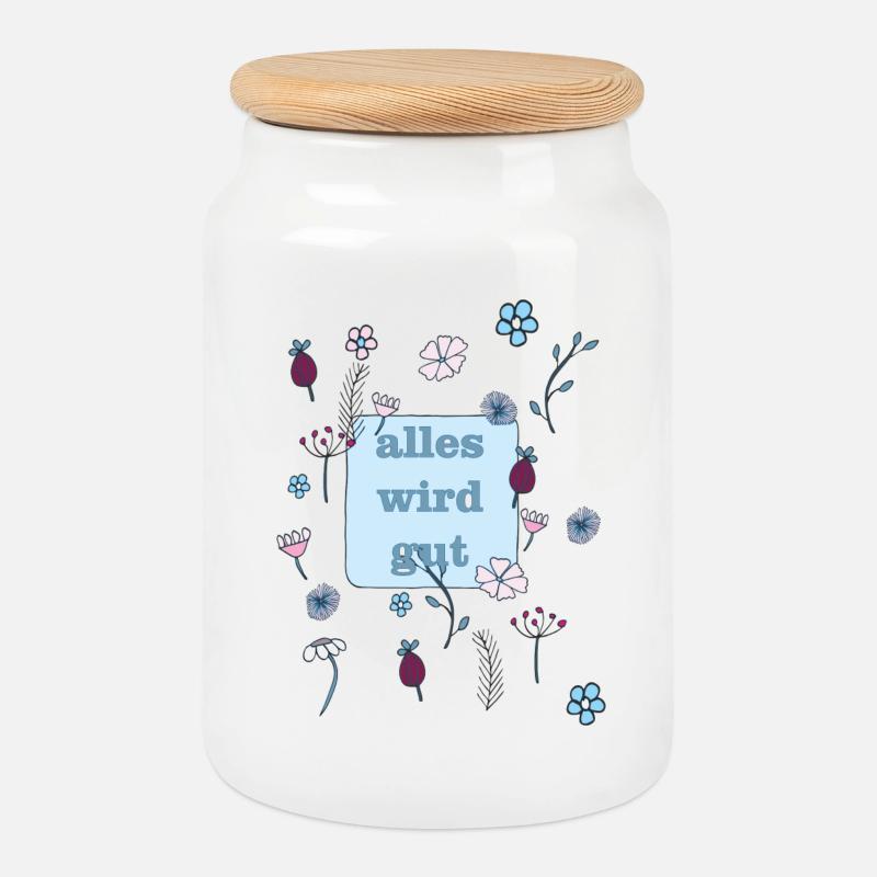 everything will be good in blue - Cookie Jar with Wooden Lid - white