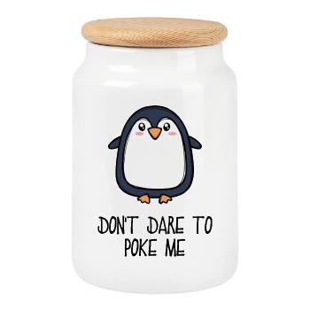 Cool Tier Vogel Statement Pinguin Südpol - Keksdose mit Holzdeckel - Weiß - Vorne