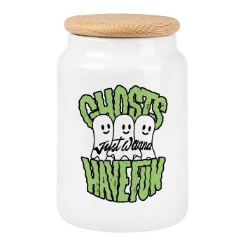 Les fantômes veulent juste s’amuser - Boîte à biscuits avec couvercle en bois - blanc - Devant
