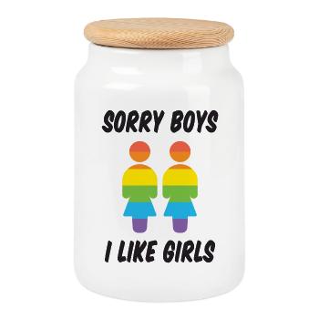 Sorry Boys I Like Girls - Cookie Jar with Wooden Lid - white - Front