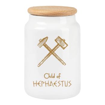 Child of Hephaestus – Percy Jackson inspired desig - Cookie Jar with Wooden Lid - white - Front